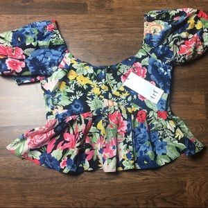 Zara Floral Peplum Blouse